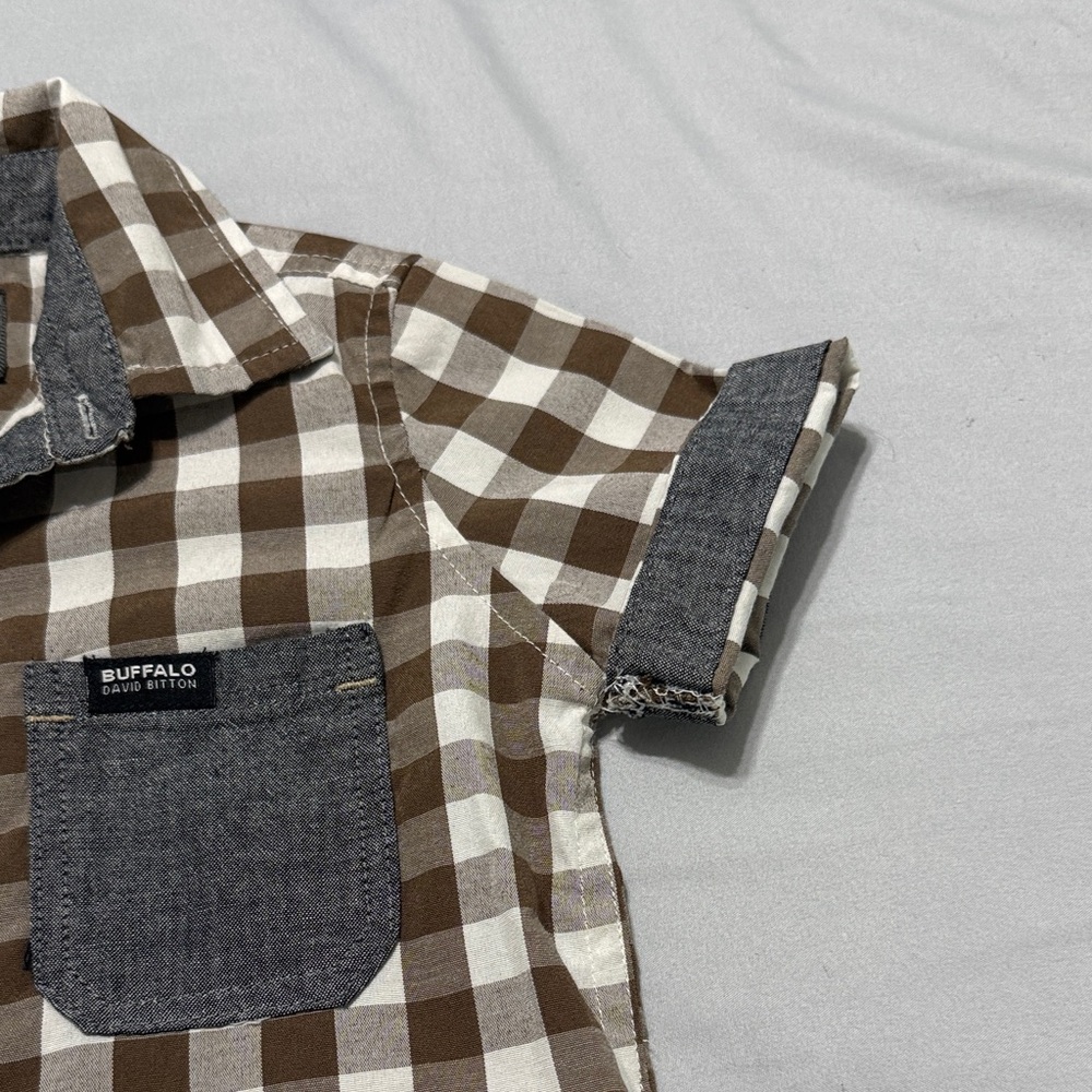 Buffalo David Bitton Kids Brown and White Checkered Shirt - Picture 4 of 7